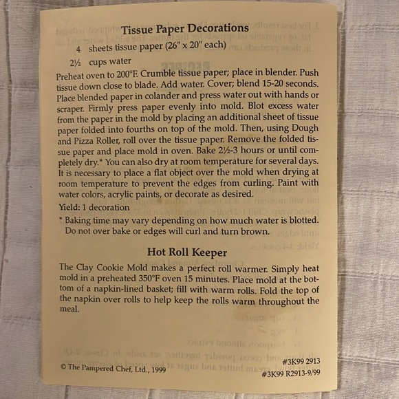 Pampered chef heart clay cookie mold come to the table recipes & instructions - Picture 7 of 7